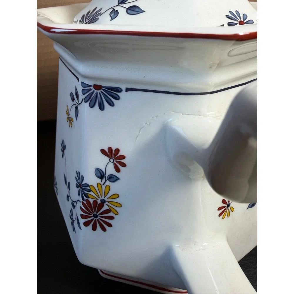 Adams Real English Ironstone Vermont Teapot Floral Octagonal Made in England